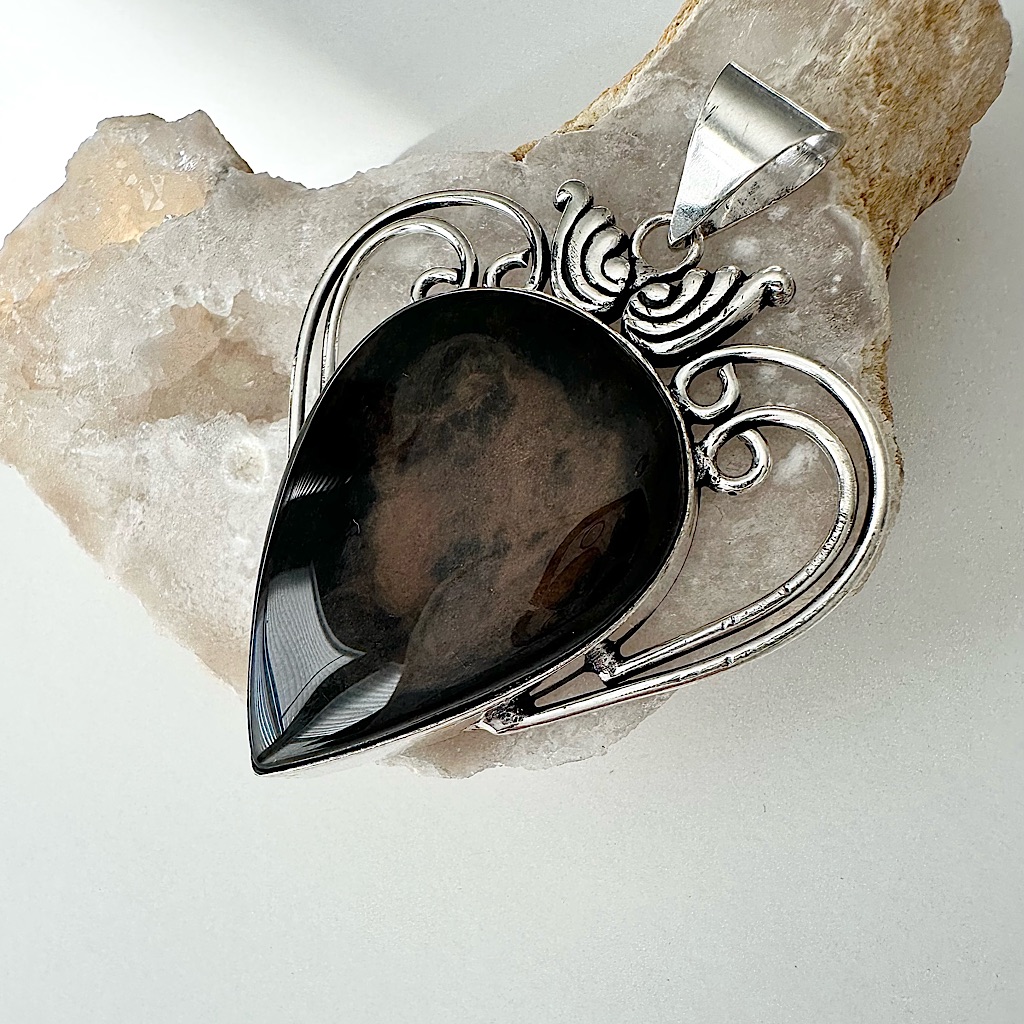Copper Sheen Obsidian Pendant